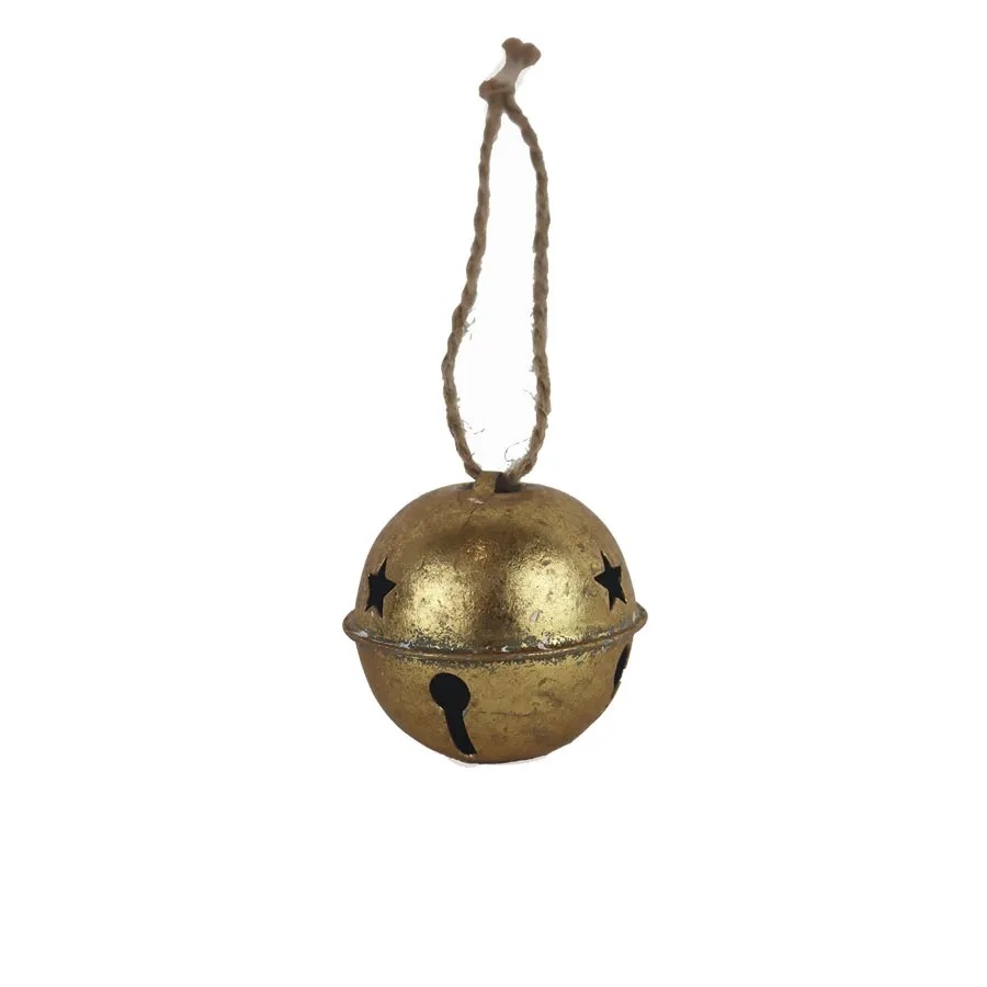 Zlatá kovová rolnička k zavěšení 6x5 cm